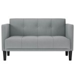 vidaXL Canapea loveseat, gri deschis, 111 cm, textil