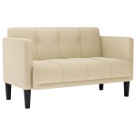 vidaXL Canapea loveseat, crem, 111 cm, textil vidaXL Canapea loveseat, crem, 111 cm, textil