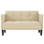 vidaXL Canapea loveseat, crem, 111 cm, textil vidaXL Canapea loveseat, crem, 111 cm, textil