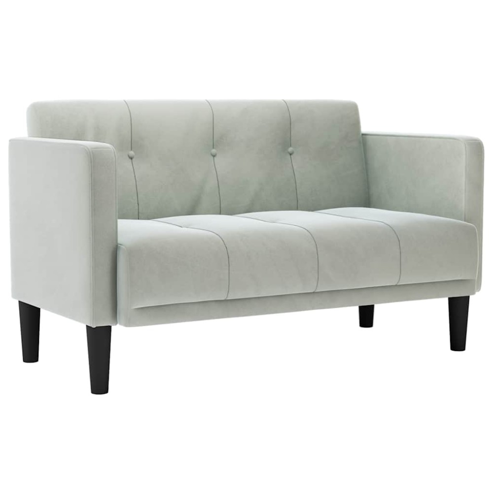 vidaXL Canapea loveseat, gri deschis, 111 cm, catifea