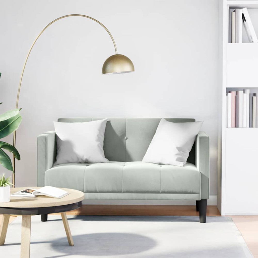 vidaXL Canapea loveseat, gri deschis, 111 cm, catifea