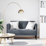 vidaXL Canapea loveseat, gri închis, 111 cm, catifea vidaXL Canapea loveseat, gri închis, 111 cm, catifea