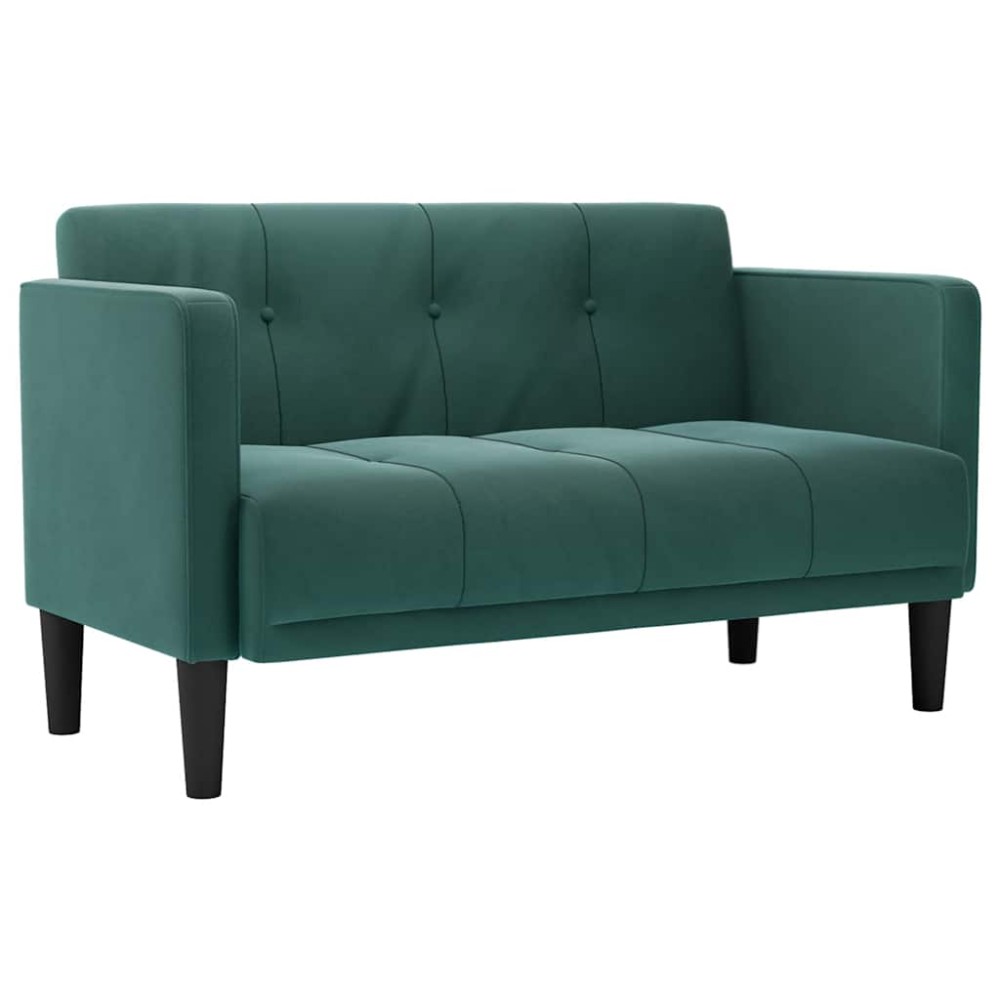 vidaXL Canapea loveseat, verde închis, 111 cm, catifea