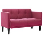 vidaXL Canapea loveseat, vin roșu, 111 cm, catifea