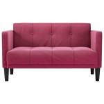 vidaXL Canapea loveseat, vin roșu, 111 cm, catifea