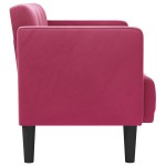 vidaXL Canapea loveseat, vin roșu, 111 cm, catifea