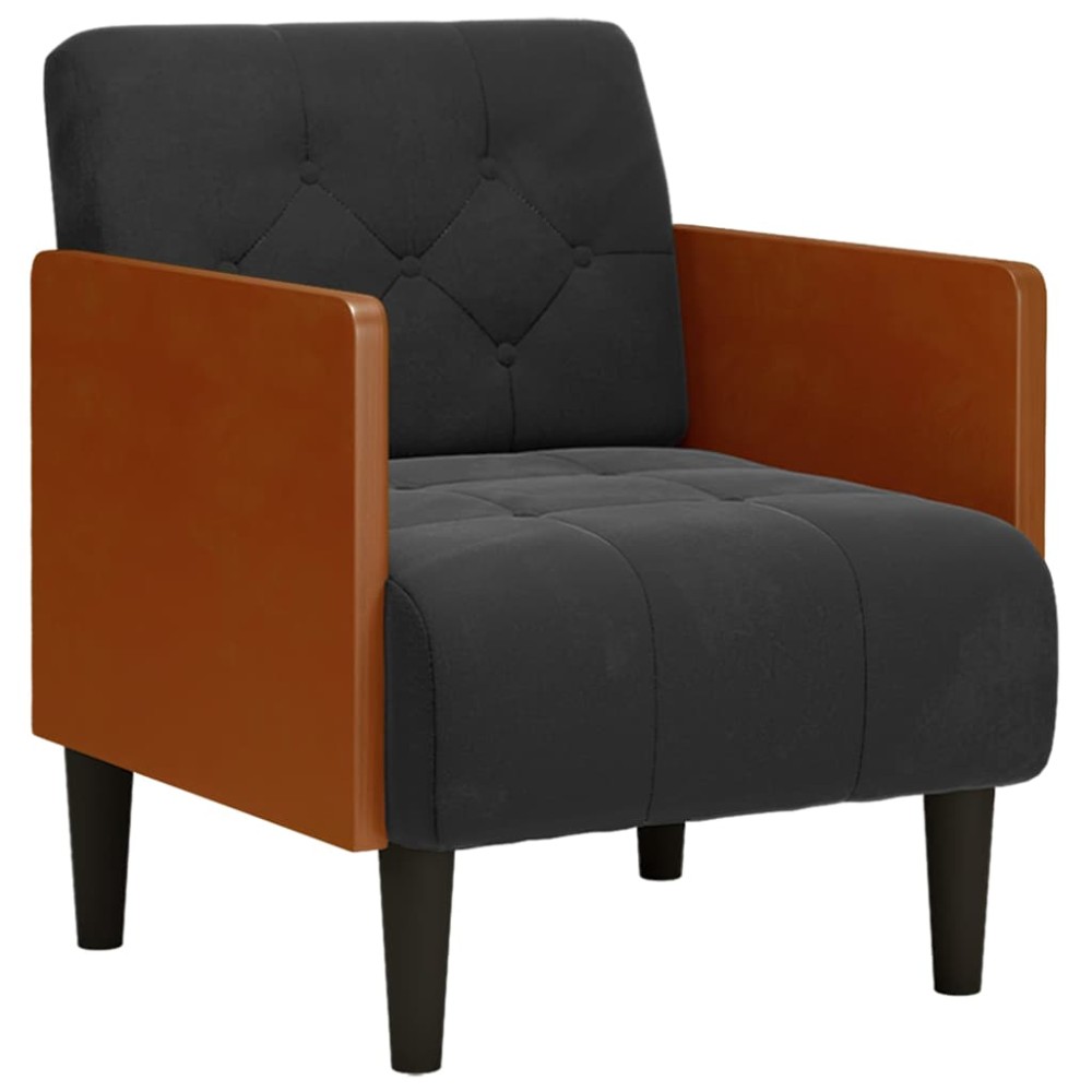 vidaXL Canapea Scaun cu Cotiere Negru 55 cm Catifea