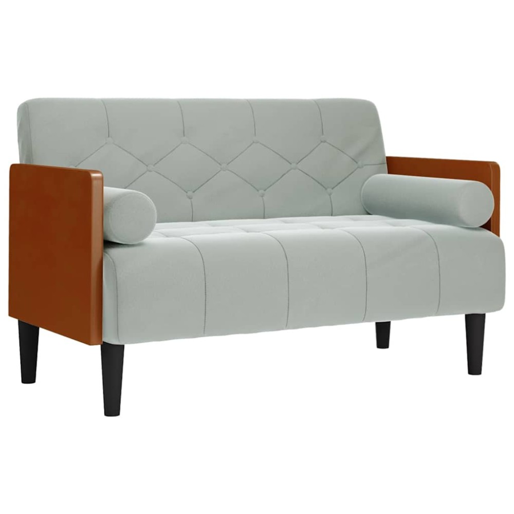 vidaXL Canapea loveseat cu perne de sustinere gri deschis 110 cm