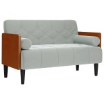 vidaXL Canapea loveseat cu perne de sustinere gri deschis 110 cm vidaXL Canapea loveseat cu perne de sustinere gri deschis 110 cm