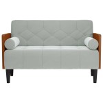 vidaXL Canapea loveseat cu perne de sustinere gri deschis 110 cm vidaXL Canapea loveseat cu perne de sustinere gri deschis 110 cm