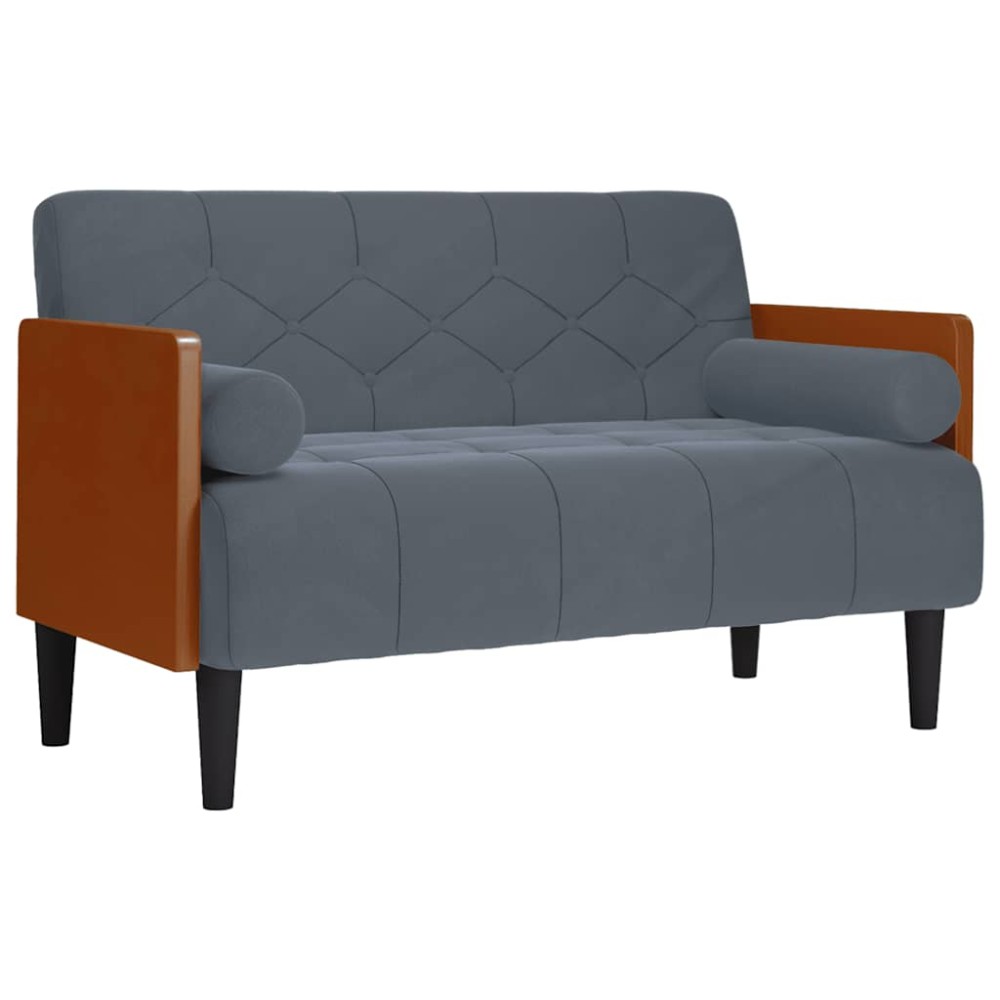 vidaXL Canapea loveseat cu perne de sustinere gri închis 110cm catifea