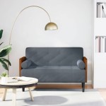 vidaXL Canapea loveseat cu perne de sustinere gri închis 110cm catifea vidaXL Canapea loveseat cu perne de sustinere gri închis 110cm catifea