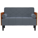 vidaXL Canapea loveseat cu perne de sustinere gri închis 110cm catifea vidaXL Canapea loveseat cu perne de sustinere gri închis 110cm catifea