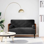 vidaXL Canapea loveseat cu perne de suport negru 110 cm catifea vidaXL Canapea loveseat cu perne de suport negru 110 cm catifea