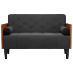 vidaXL Canapea loveseat cu perne de suport negru 110 cm catifea vidaXL Canapea loveseat cu perne de suport negru 110 cm catifea