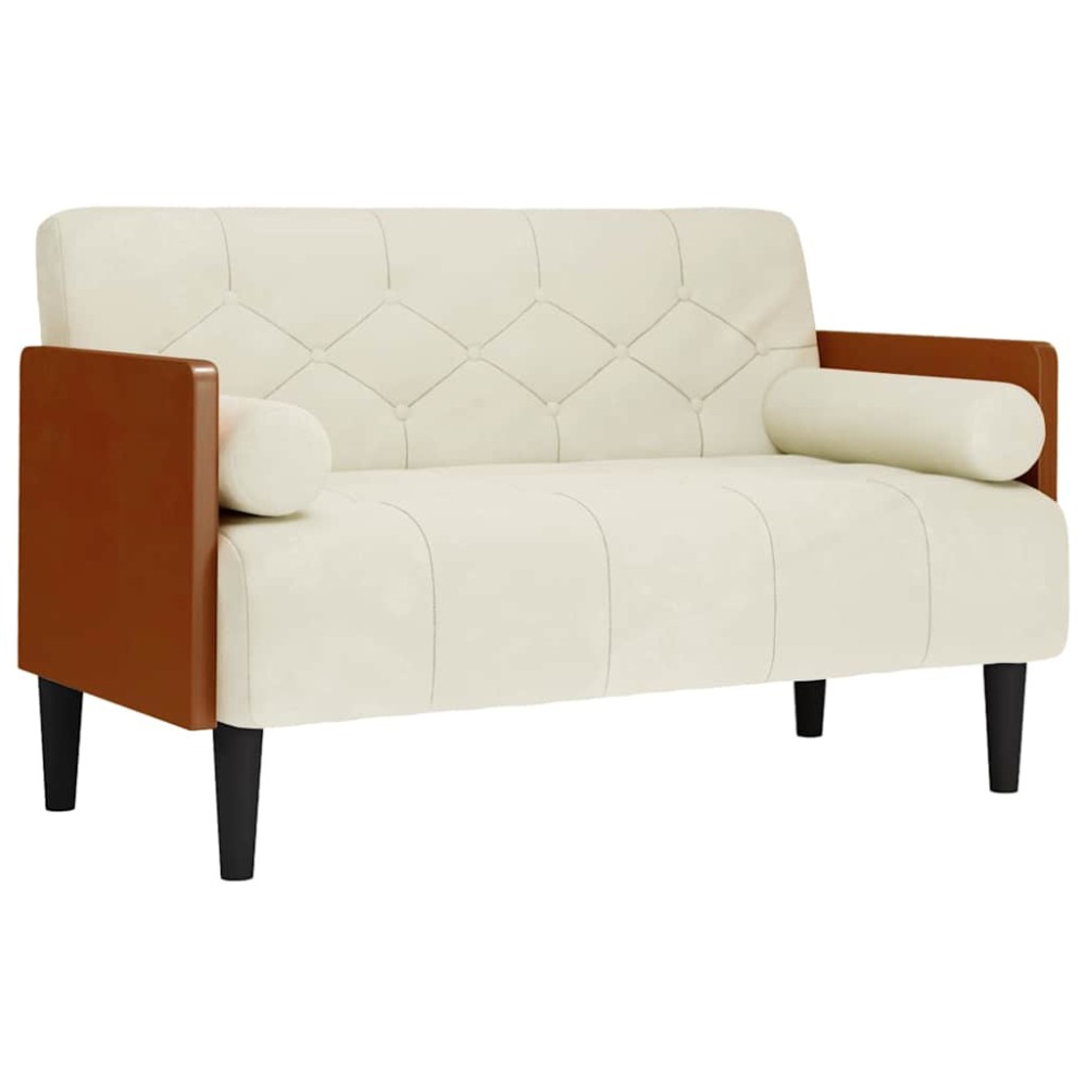 vidaXL Canapea loveseat cu perne de sustinere crem 110 cm catifea