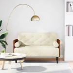 vidaXL Canapea loveseat cu perne de sustinere crem 110 cm catifea vidaXL Canapea loveseat cu perne de sustinere crem 110 cm catifea