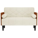vidaXL Canapea loveseat cu perne de sustinere crem 110 cm catifea vidaXL Canapea loveseat cu perne de sustinere crem 110 cm catifea