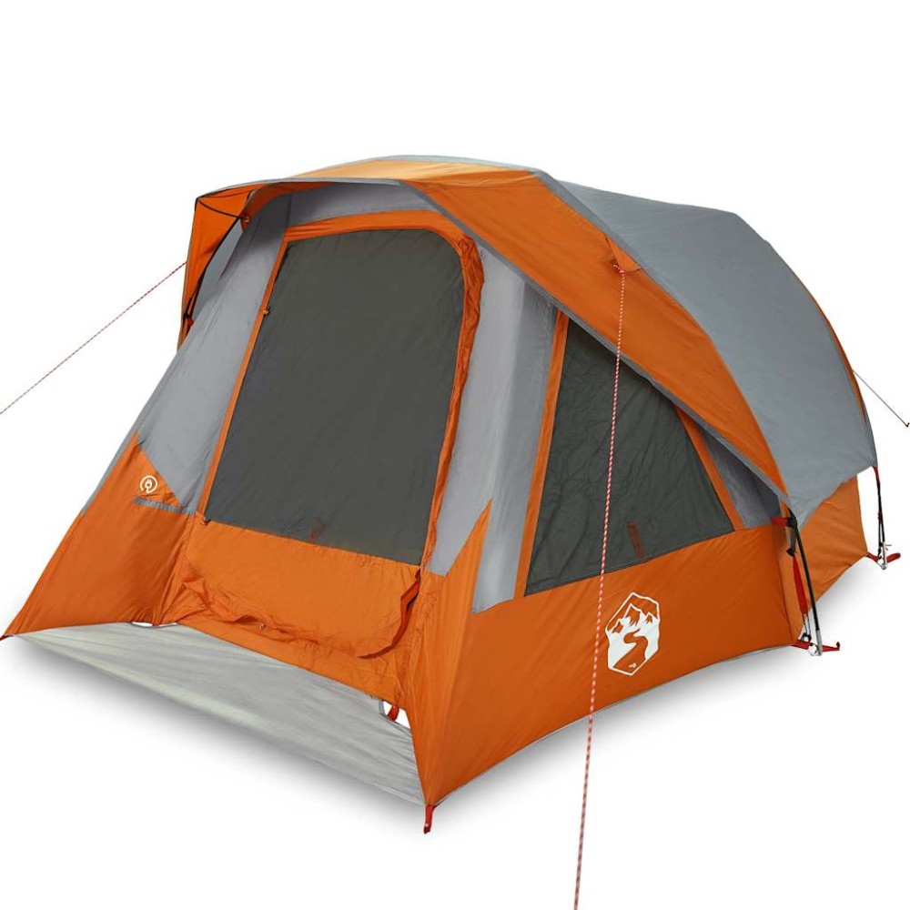 vidaXL Cabină cort de camping 4 persoane gri și portocaliu impermeabil