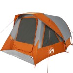 vidaXL Cort de camping pentru 6 persoane, gri/portocaliu, impermeabil