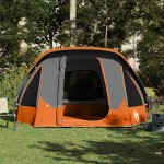 vidaXL Cort de camping pentru 6 persoane, gri/portocaliu, impermeabil