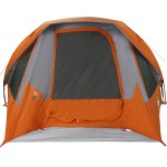 vidaXL Cort de camping pentru 6 persoane, gri/portocaliu, impermeabil