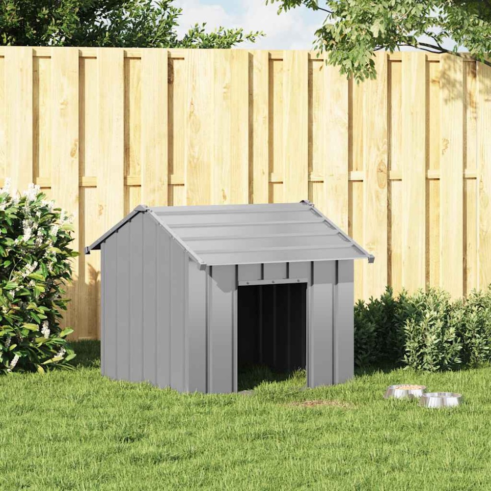vidaXL Casă pentru câini cu acoperiș 85x107x81 cm oțel galvanizat