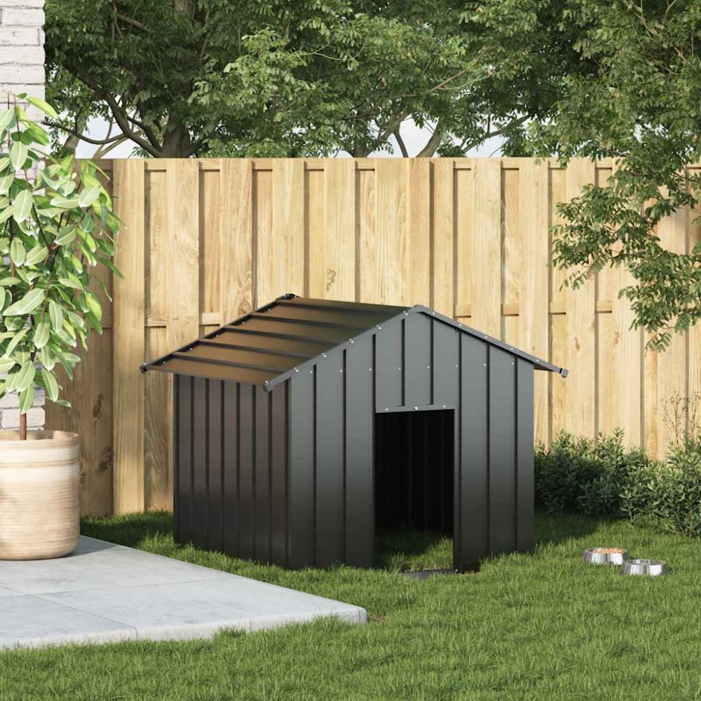 vidaXL Casă pentru câini cu acoperiș 131x101x102 cm oțel galvanizat