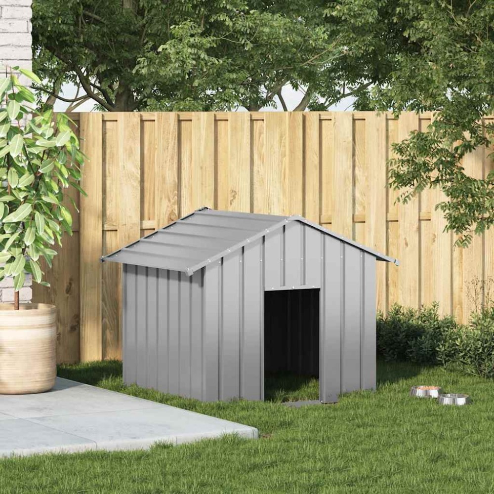 vidaXL Casă pentru câini cu acoperiș 131x101x102 cm oțel galvanizat