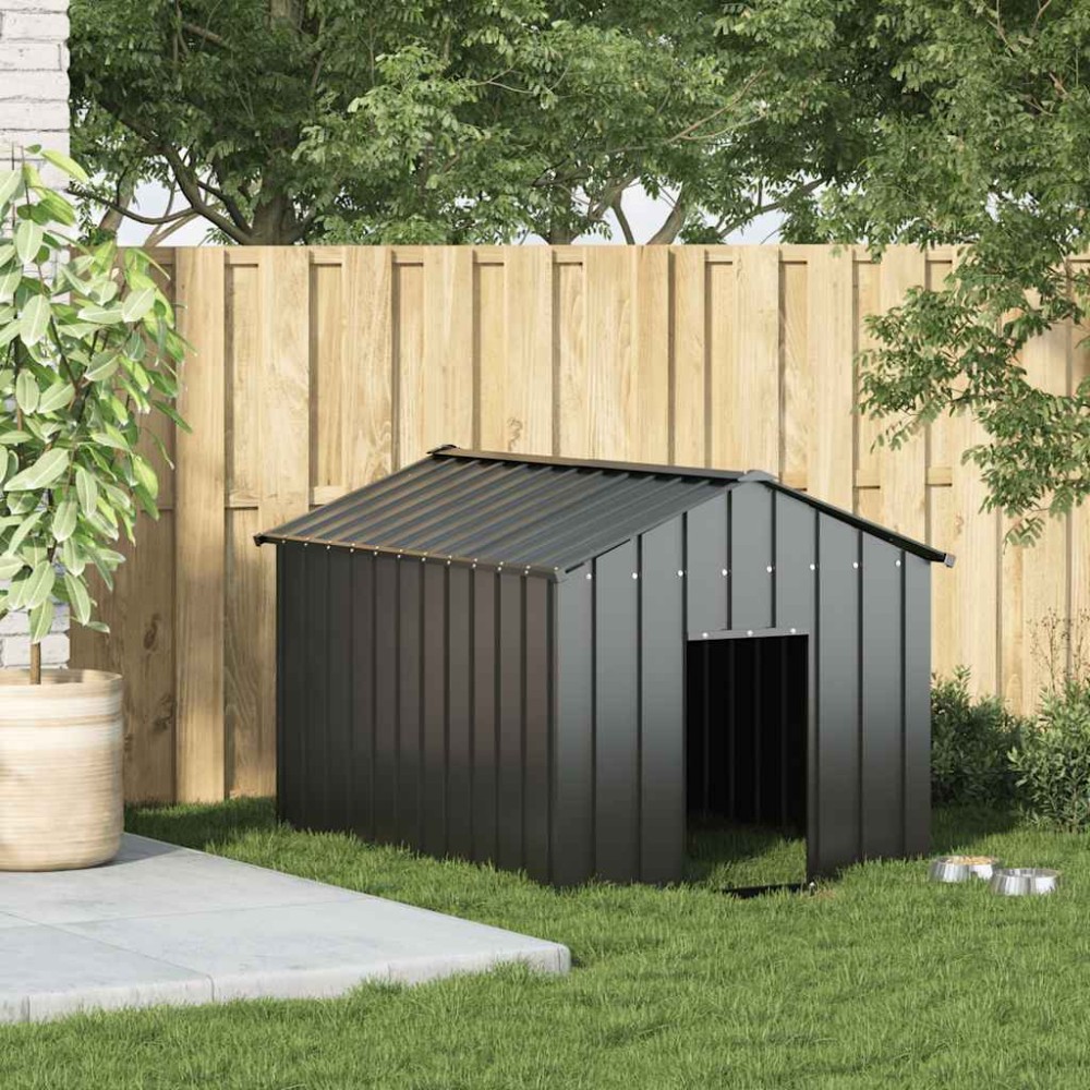 vidaXL Casă pentru câini cu acoperiș 113x153x101 cm oțel galvanizat