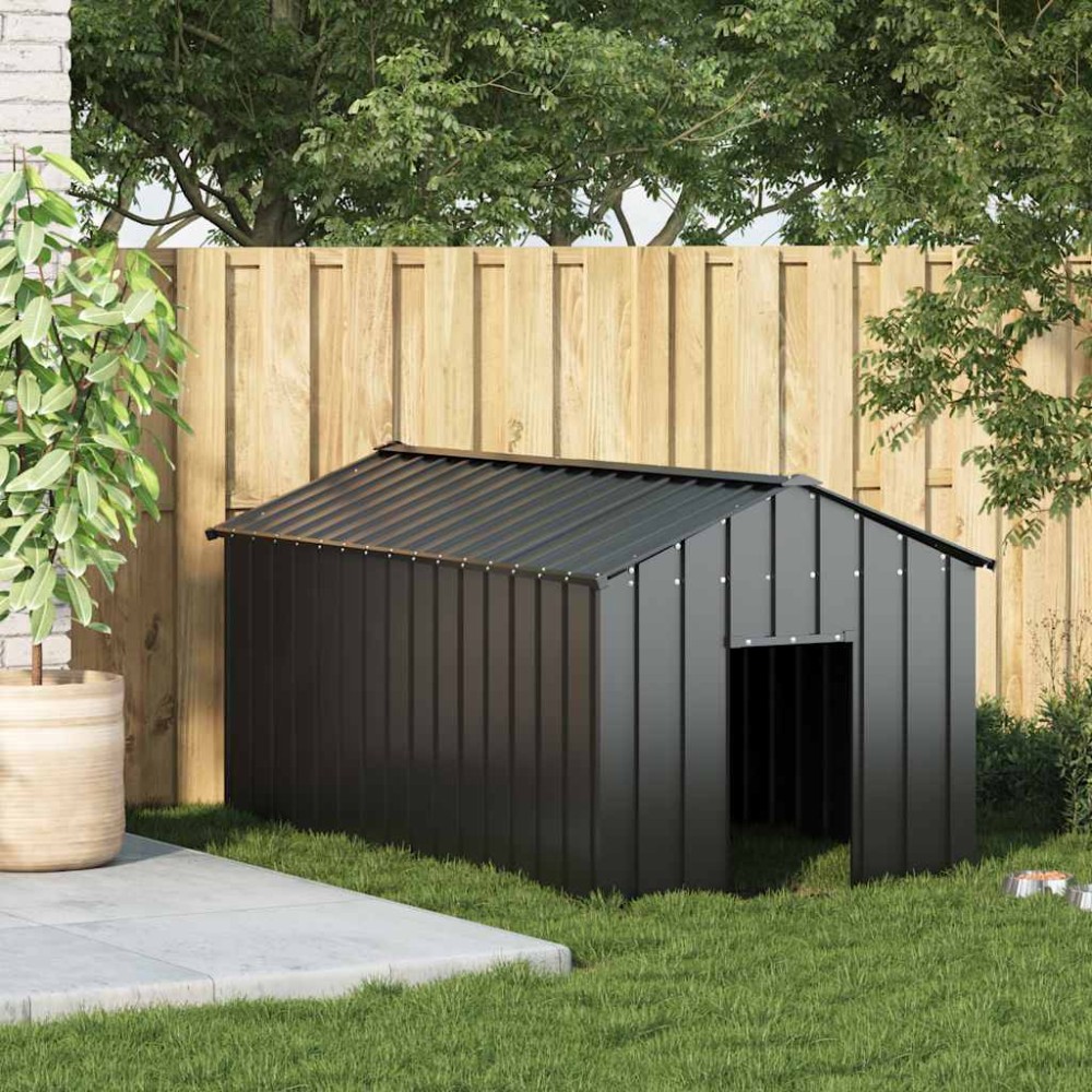 vidaXL Casă pentru câini cu acoperiș 114x202x101 cm oțel galvanizat