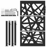 vidaXL Poarta de gradina neagra 105x155 cm Design cu lumina din otel