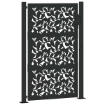 vidaXL Poarta de gradina neagra 105x155 cm Design cu frunze de otel