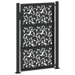 vidaXL Poarta de gradina neagra 105x155 cm Design cu frunze de otel