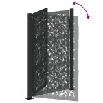 vidaXL Poarta de gradina neagra 105x155 cm Design cu frunze de otel