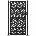 vidaXL Poarta de gradina neagra 105x180 cm Design cu frunze de otel vidaXL Poarta de gradina neagra 105x180 cm Design cu frunze de otel