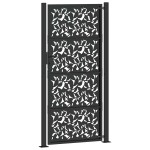 vidaXL Poarta de gradina neagra 105x205 cm Design cu frunze de otel