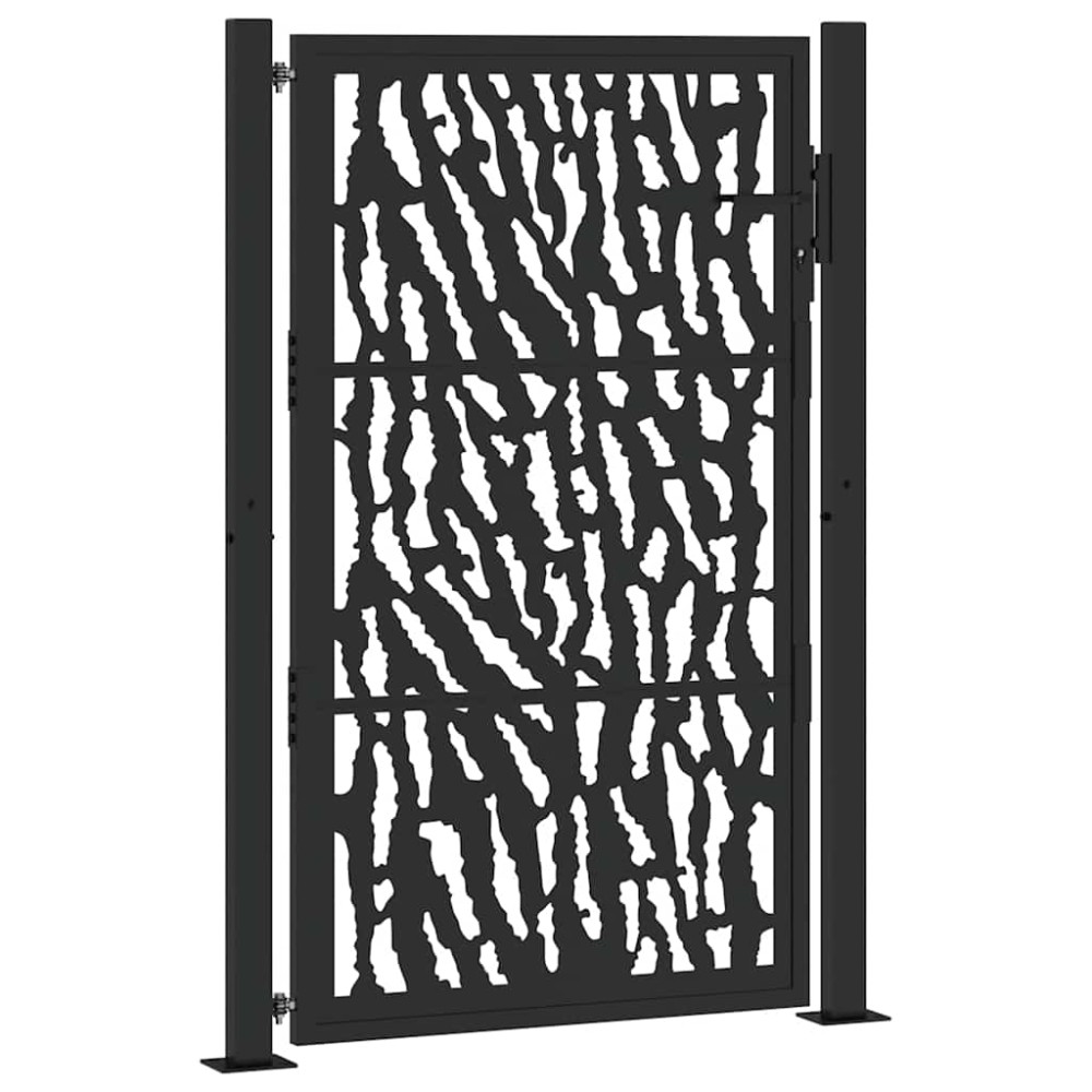 vidaXL Poartă de grădină neagră 105x155 cm Design cu urme de oțel