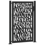 vidaXL Poartă de grădină neagră 105x155 cm Design cu urme de oțel