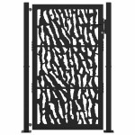 vidaXL Poartă de grădină neagră 105x155 cm Design cu urme de oțel