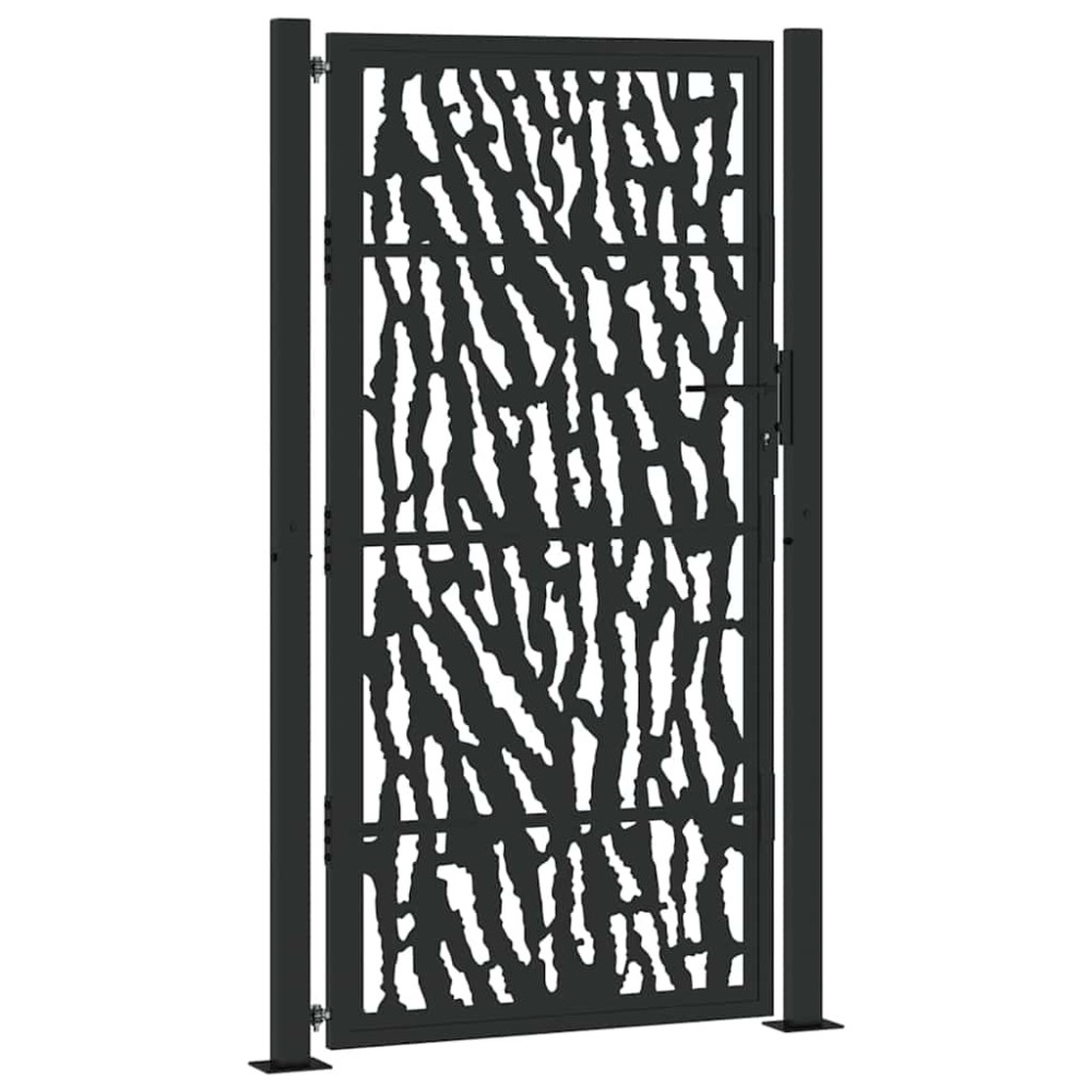 vidaXL Poarta de gradina neagra 105x180 cm Design cu urme din otel