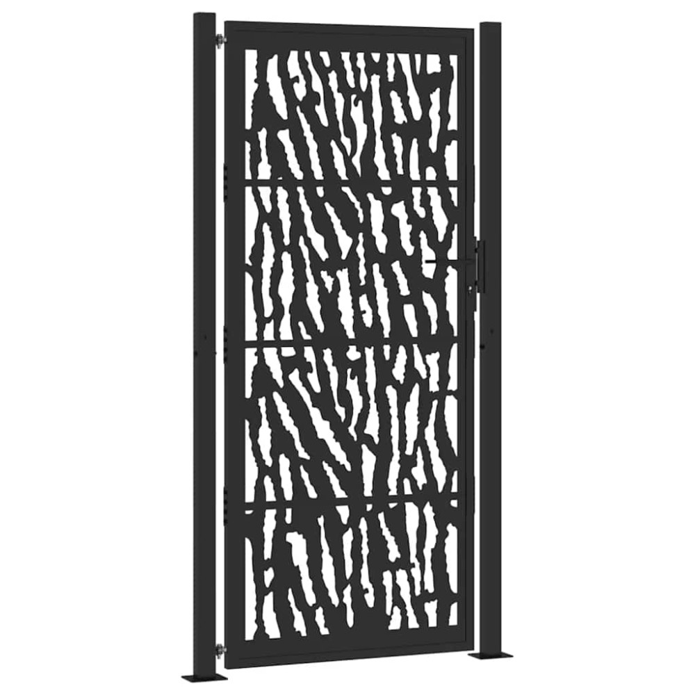 vidaXL Poartă de grădină neagră 105x205 cm Design cu urme de oțel