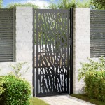 vidaXL Poartă de grădină neagră 105x205 cm Design cu urme de oțel vidaXL Poartă de grădină neagră 105x205 cm Design cu urme de oțel