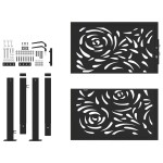 vidaXL Poartă de grădină neagră 100x100 cm, oțel, design cu flacără