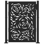 vidaXL Poarta de gradina neagra 105x130 cm design flacara din otel