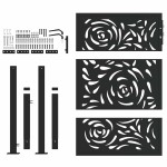 vidaXL Poarta de gradina neagra 105x130 cm design flacara din otel