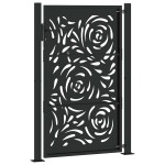 vidaXL Poarta de gradina neagra 105x155 cm design flacara din otel