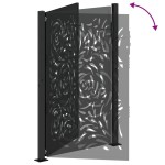 vidaXL Poarta de gradina neagra 105x155 cm design flacara din otel