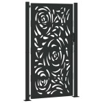 vidaXL Poarta de gradina neagra 105x180 cm design flacara din otel