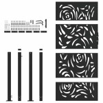 vidaXL Poarta de gradina neagra 105x180 cm design flacara din otel